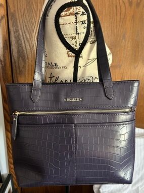 Rosetti Women's Croc-Embossed Tote Bag in Deep Purple Like New